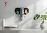 KB ART Wooden Elephant Head 15inches Pichwai - Styled Display in Home Interior Setting - Handcrafted Wooden Decor Jodhpur