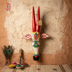 KB ART 18 Inch Traditional Hand Painted Wooden Cow - Back View Highlighting Build Quality - Handcrafted Wooden Decor Jodhpur