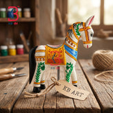 KB ART Wooden Horse Figurine - Front View of Handcrafted Detailing - Handcrafted Wooden Decor Jodhpur