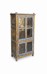 Distressed Texture Wardrobe - Genuine Antique Solid Wood Wardrobe, Hand-Restored by Rajasthani Artisans in India, One-of-a-Kind Heritage Piece