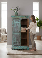 Vintage Matte Wardrobe - genuine handcrafted solid wood india antique furniture, KBART SKU KBART-1098, front view