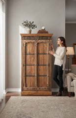 Statement Entryway Wardrobe - genuine handcrafted solid wood india antique furniture, KBART SKU KBART-1083, front view