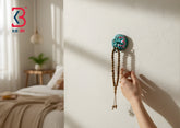 KB ART Teal Flower Carved Wooden Wall Hook - Close-Up of Hand-Carved Artisan Texture - Handcrafted Wooden Decor Jodhpur