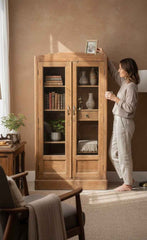 India Heritage Crown Molded Antique Wardrobe | Genuine Solid Wood Construction, Hand-Carved and Restored, One-of-a-Kind Vintage Statement Piece