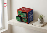 KB ART Wooden 4 Drawer Jewelry Chest - Front View of Handcrafted Detailing - Handcrafted Wooden Decor Jodhpur