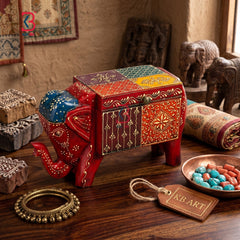KB ART Wooden Elephant Box - Styled Display in Home Interior Setting - Handcrafted Wooden Decor Jodhpur