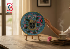 KB ART Wooden Pichwai Wall Plates Shrinath Ji - Styled Display in Home Interior Setting - Handcrafted Wooden Decor Jodhpur