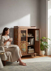Authentic Solid Timber Solid Timber Antique Almirah from India - Traditionally Hand-Finished, No Two Pieces Alike, Sustainable Antique Furniture