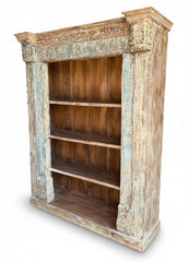 Handcrafted Rajasthani Teak Almirah - close-up detail of hand-carved teak wood finish and joinery, KBART SKU KBART-1049