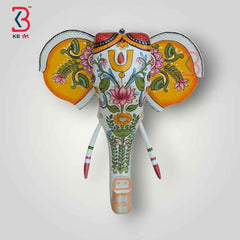 KB ART Handcrafted Wooden Elephant Wall Decor - 18-Inch Pattachitra Inspired Handpainted Art from Jodhpur