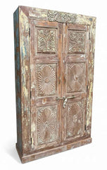 India Heritage Authentic Craft Wood Cabinet | Genuine Solid Wood Construction, Hand-Carved and Restored, One-of-a-Kind Vintage Statement Piece