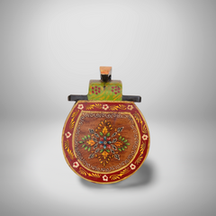 KB ART Handpainted Wooden Elephant Stool – 8 Inch Black & Red Misri Art | Handcarved Antique Look Home Decor & Gifting