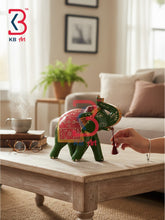 KB ART Painted Wood Elephant Toy Statue Indian Artisan Craft Handcrafted - Authentic Jodhpur Handicrafts Wooden Elephant Statue