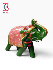 KB ART Painted Wood Elephant Toy Statue Indian Artisan Craft Handcrafted - Painted Wood Elephant Toy Statue Indian Artisan Craft