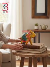 KB ART Luxury Traditional Wooden Elephant Figurine Mantel Handcrafted Indian Artisan - Hand Painted Wooden Elephant Toy Cultural Gift Souvenir