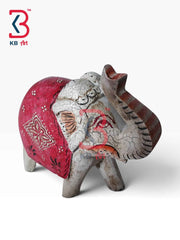 Trunk Up Wooden Elephant Statue Wealth Handcrafted Indian Artisan Tabletop Showpiece Home Office Shelf Console Interior Styling Heritage Gift Piece