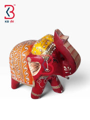 Hand Painted Polka Dot Wooden Elephant Sculpture Handcrafted Indian Artisan Tabletop Showpiece Home Office Shelf Console Interior Styling Heritage Gift
