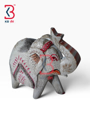 KB ART Authentic Hand Painted Wooden Elephant Home Accent Piece Handcrafted - Authentic Hand Painted Wooden Elephant Home Accent Piece