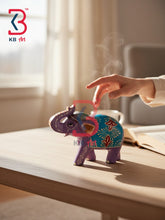 KB ART Handcrafted Wood Elephant Sculpture Festive Gifting Indian Artisan Tabletop - Small Hand Painted Wooden Elephant Statue Isolated