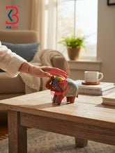 KB ART Handcrafted Wooden Elephant Figurine Gifting Occasions Indian Artisan Tabletop - Trunk Raised Painted Wooden Elephant for Positive Energy