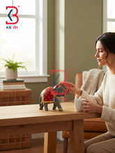 KB ART Traditional Wood Painted Elephant Showpiece Desks Handcrafted Indian Artisan - Auspicious Wood Elephant Statue for Main Entrance