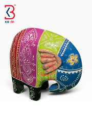 KB ART Solid Wood Multicolour Elephant Sculpture Tabletop Decor Handcrafted Indian - Solid Wood Multicolour Elephant Sculpture for Tabletop Decor