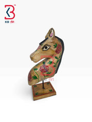 Solid Wood Blue Horse Stand Sculpture Tabletop Decor Handcrafted Indian Artisan Showpiece Home Office Shelf Console Interior Styling Heritage Gift