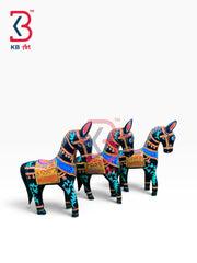 KB ART Ethnic Indian Wooden Horse Idol Living Room Tabletop Handcrafted - Ethnic Indian Wooden Horse Idol for Living Room Tabletop