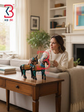 KB ART Ethnic Indian Wooden Horse Idol Living Room Tabletop Handcrafted - Hand Carved Black Wood Horse Figurine with Colorful Saddle
