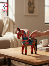 KB ART Solid Wood Horse Statue Vastu Home Accent Handcrafted Indian - Vintage Rajasthani Folk Art Wooden Horse Sculpture