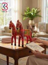 Royal Indian Carved Wood Horse Figurine Gift Handcrafted Indian Artisan Tabletop Showpiece Home Office Shelf Console Interior Styling Heritage Piece
