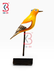 KB ART Royal Indian Carved Wood Yellow Bird Sparrow Figurine Gift - Royal Indian Carved Wood Yellow Bird Sparrow Figurine Gift Item - Alternate Angle