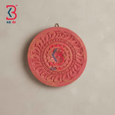 KB ART 12 Inch Handcrafted Wooden Carved Wall Plate Dusty Rose Pink Distressed Mandala Floral Panel Wall Decor