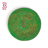 KB ART Authentic wooden handicraft round wall plate decor green colour – original product photo on white background