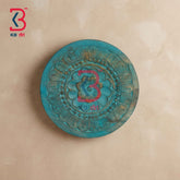 KB ART 12 Inch Handcrafted Wooden Carved Wall Plate Royal Indigo Blue Distressed Mandala Floral Panel Wall Decor