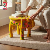 Decorative Wooden Elephant Stool Balcony Garden Indian Home Decor Styling Traditional Artisan Furniture Accent Display Puja Mandir Ritual Festive Interior