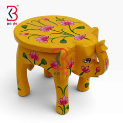 Decorative Wooden Elephant Stool Balcony Garden Indian Home Decor Styling Traditional Artisan Furniture Accent Display Puja Mandir Ritual Festive Interior