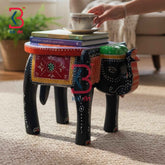 Solid Wood Handcrafted Elephant Stool Kids Room Indian Home Decor Styling Traditional Artisan Furniture Accent Display Puja Mandir Ritual Festive