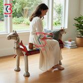 KB ART Wooden Bench KB-5147 - embossed finish featuring camel motif design, handmade Jodhpur wood decor