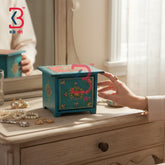 KB ART Carved Wooden MDF Mini Chest Drawer Tabletop Organizer Box - Vintage Style Hand Painted Wood Mdf Storage Drawer Box
