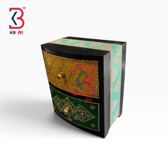 KB ART Floral Embossed Wooden MDF Drawer Box Keepsake Holder Handcrafted - Floral Embossed Wooden Mdf Drawer Box Keepsake Holder