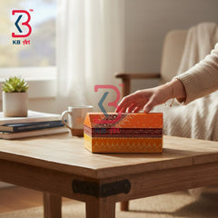 KB ART Artisan Crafted Solid Wood MDF Box Accent Handcrafted Indian - Embossed Painted Wooden Mdf Jewelry Box