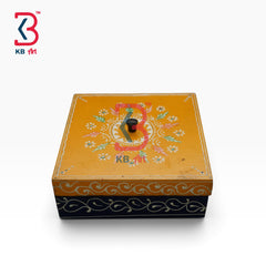 KB ART Compact Wooden MDF Carved Box Desktop Handcrafted Indian Artisan - Compact Wooden Mdf Carved Box for Desktop