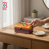 KB ART Ethnic Indian Wood MDF Cabinet Box Handcrafted Indian Artisan - Solid Mdf Wood Painted Storage Box Showpiece