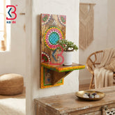 KB ART Handcrafted Wooden Rectangle Wood Wall Hanging Decor Flower Pot - Handcrafted Wooden Recatngle Wood Wall Hanging Wall Decor Flower Pot - Front View