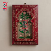 KB ART Red colour wooden carved wall hanging jharokha frame – original product photo on white background