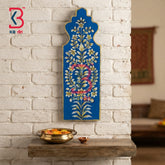 KB ART Artisan crafted rust blue mughal wooden jharokha wall showpiece – original product photo on white background