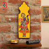KB ART 12x5 Inch Handcrafted Wooden Jharokha Wall Panel Mustard Yellow Lord Shrinathji Traditional Wall Decor