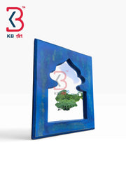 KB ART Carved Blue Wooden Jharokha Mirror Handcrafted Rajasthani Heritage Wall Decor for Living Room Entryway Home Styling Timeless Treasure