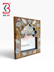Handcrafted Rajasthani Wooden Jharokha Mirror Frame | Hand-Painted Lotus Motif Wall Decor Panel